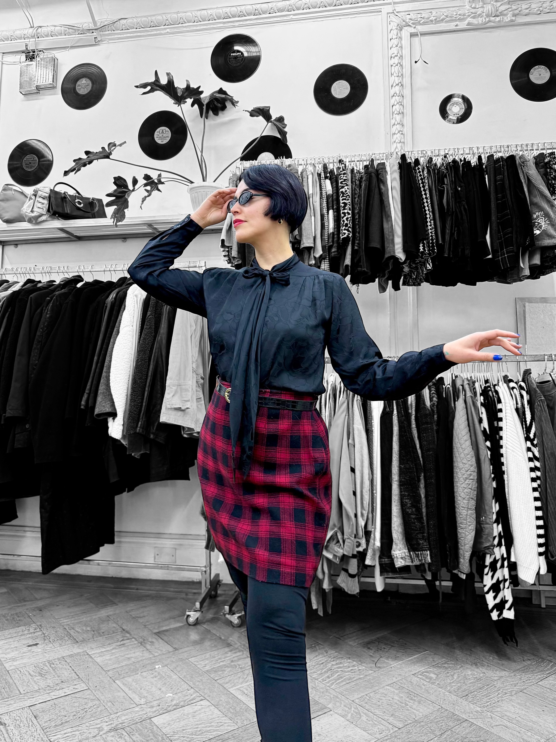 Falda lanilla burdeo