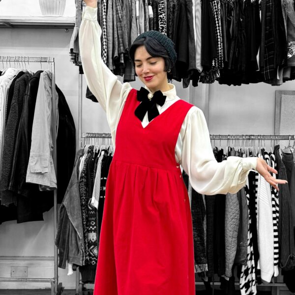 Vestido rojo cotelé