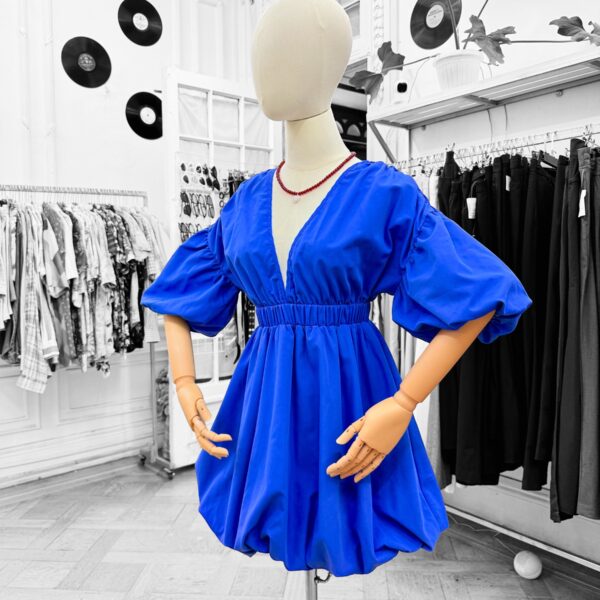 Vestido globo azul eléctrico – segunda man0