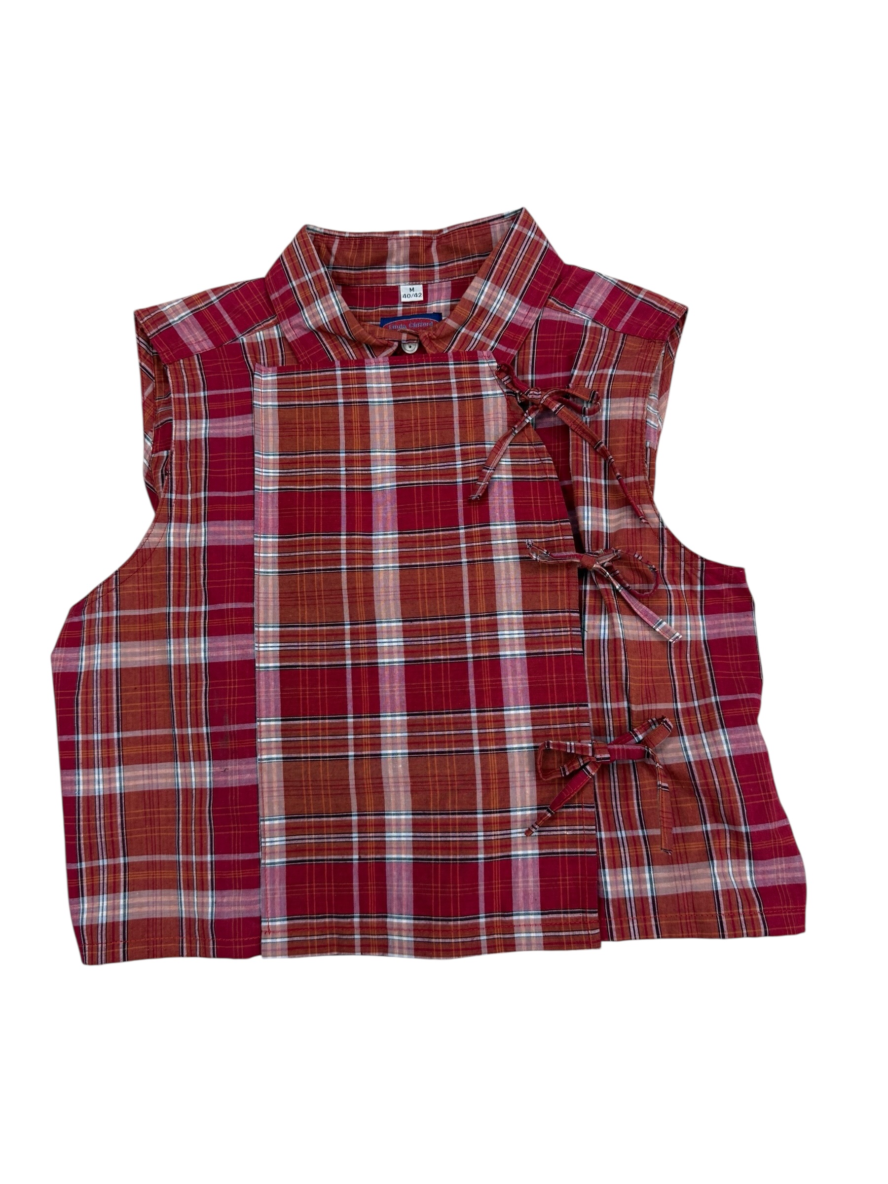 Blusa upcycling tartán rojo - Imagen 2