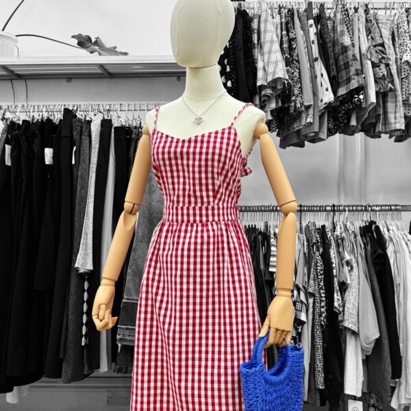 Vestido vichy rojo vintage – segunda mano