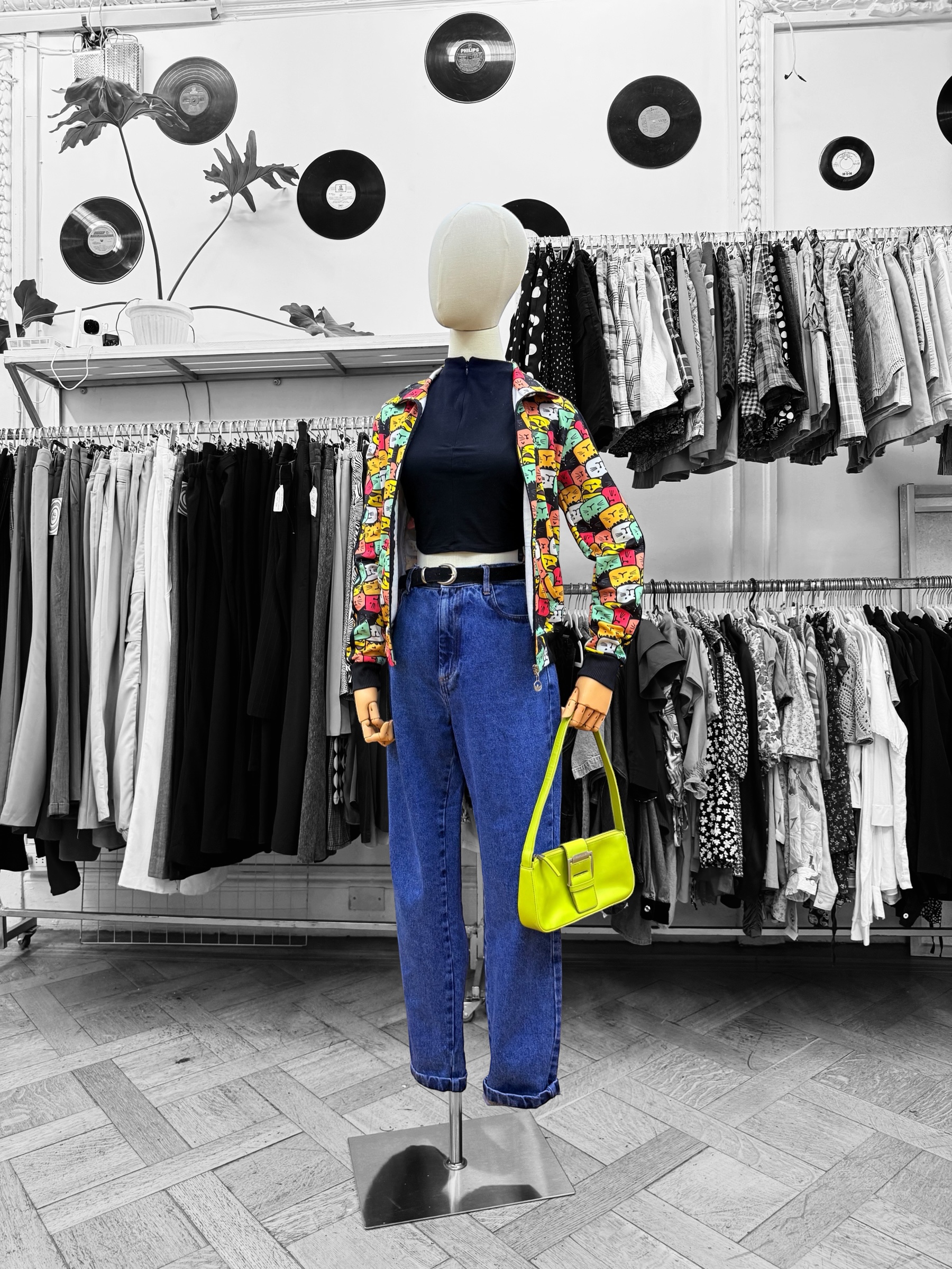 Jeans azul de tiro alto